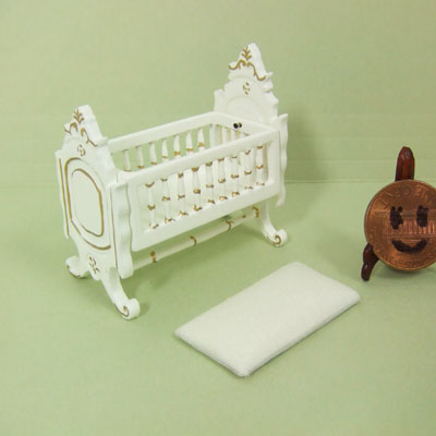 1/2" Scale White Cradle for Nursery Room